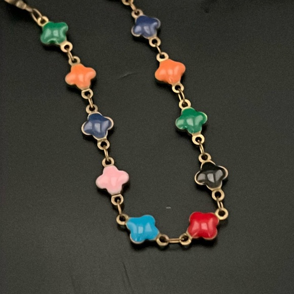 Multi Colored Enamel Floral Necklace - Picture 2 of 3